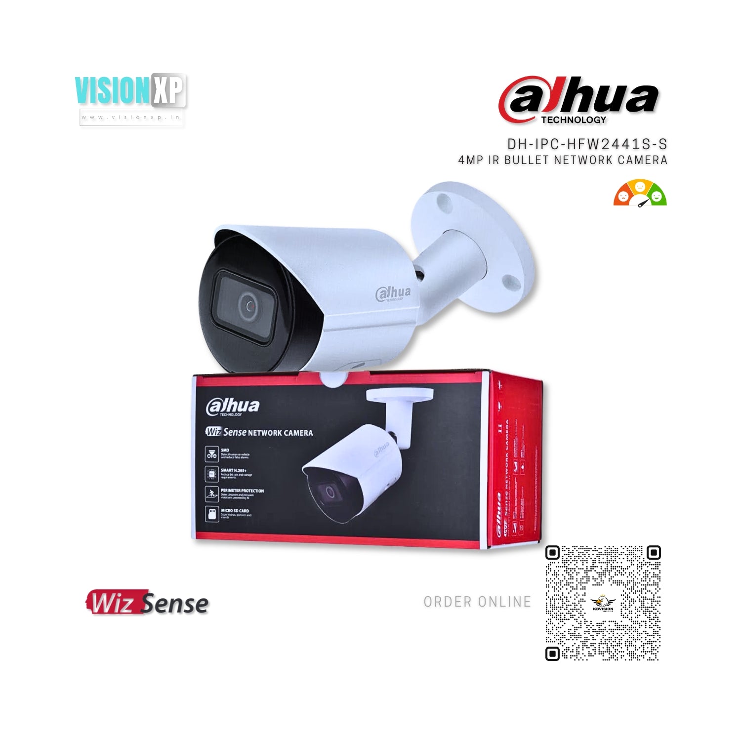 Dahua DH-IPC-HFW2441S-S 4MP IR WizSense Network Bullet Camera Dahua DH-IPC-HFW2441S-S 4MP IR WizSense Network Bullet Camera